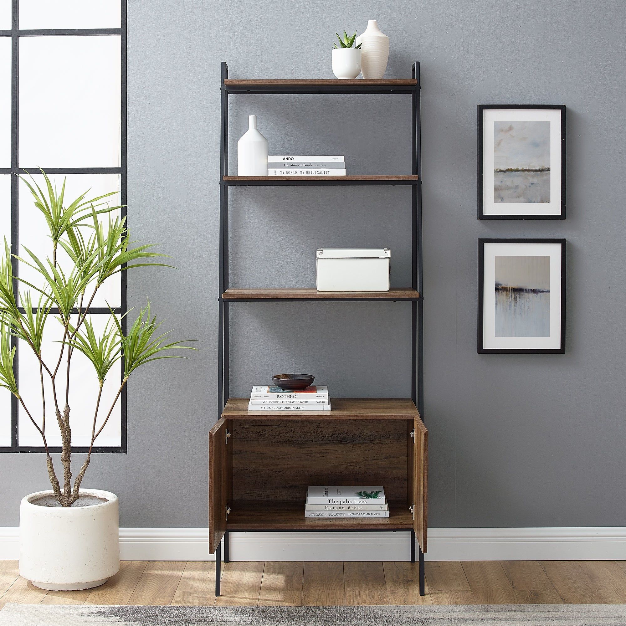 Middlebrook Lahuri 72 Inch Ladder Storage Bookshelf – Overstock – 22100536 Within 72 Inch Bookcases With Cabinet (View 5 of 15)