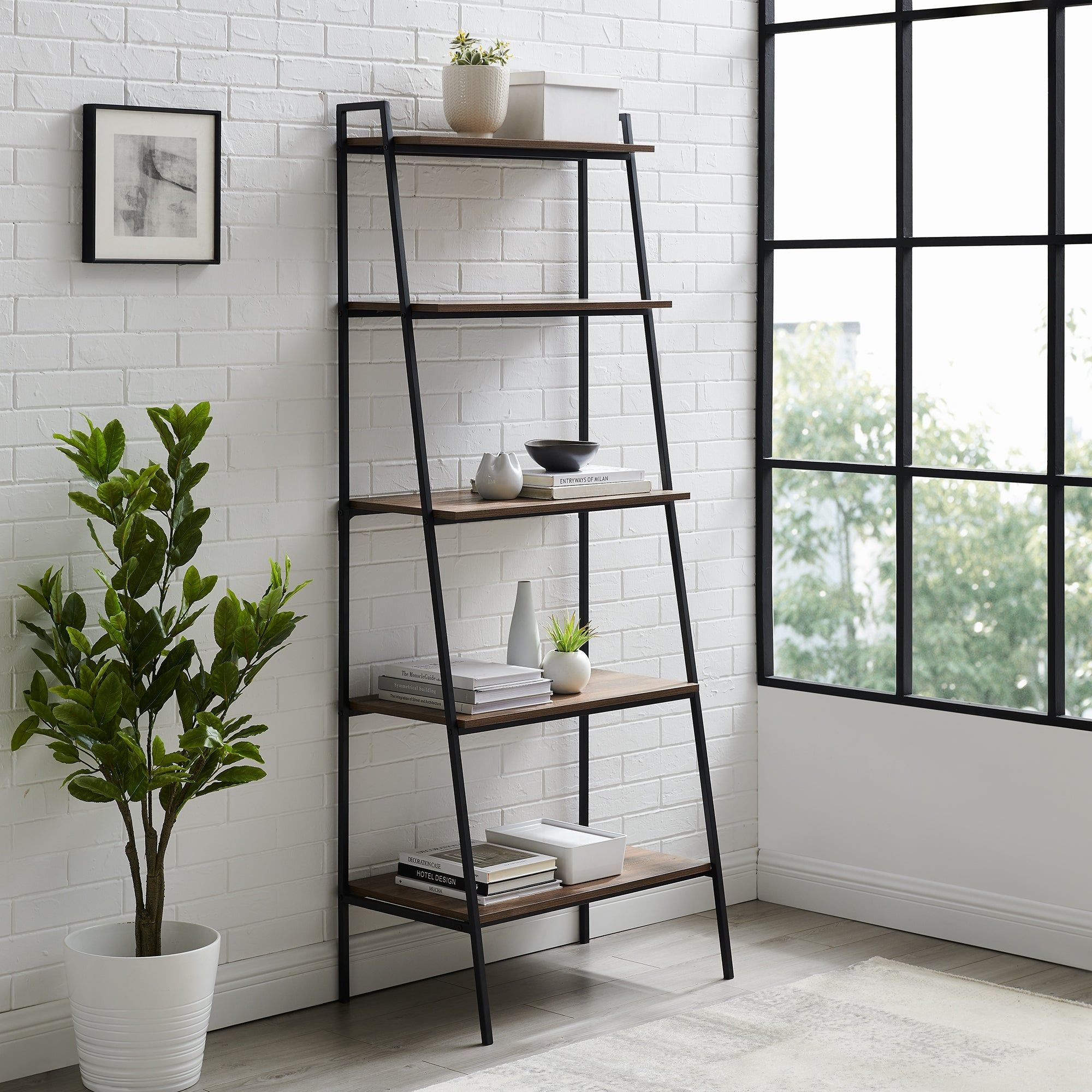 Middlebrook Lahuri 72 Inch Open Ladder 5 Shelf Bookshelf – On Sale –  Overstock – 22105560 With Regard To 72 Inch Bookcases (View 6 of 15)