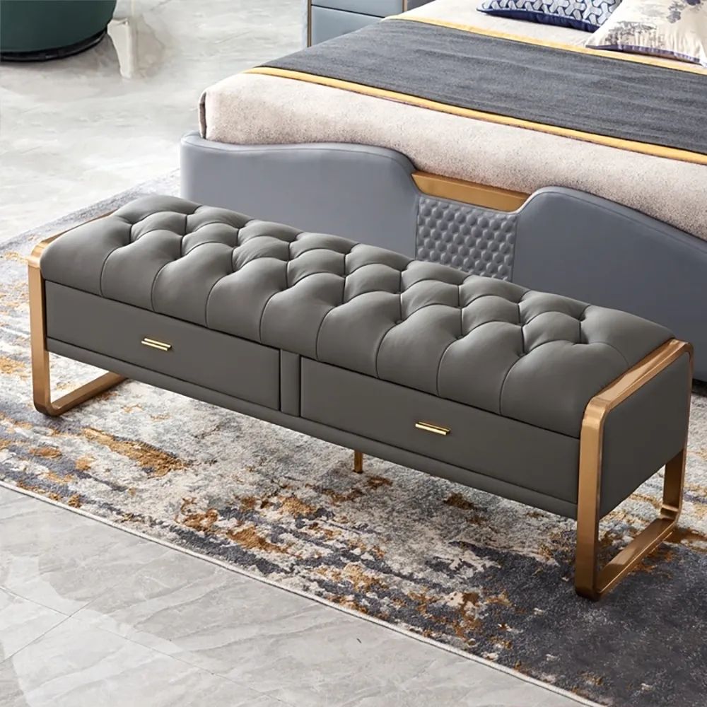 Modern Faux Leather Ottoman Bench With Storage Bed End Bench Homary Pertaining To Black Faux Leather Ottomans (View 12 of 15)