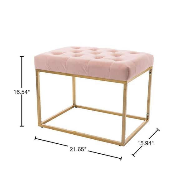 Modern Pink Tufted Ottoman With Metal Frame And Golden Legs Yymd Ca 47 –  The Home Depot Throughout Ottomans With Titanium Frame (View 14 of 15)