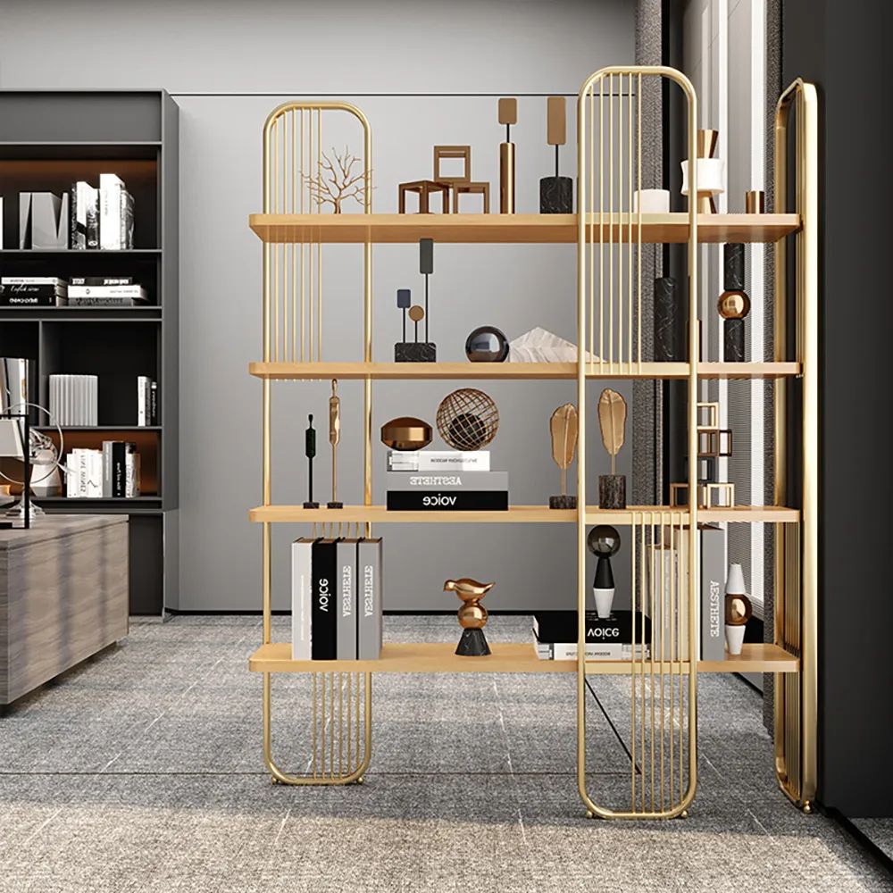 Modern Storage Standing Etagere Bookshelf 4 Tiers In Gold Homary Inside Gold Bookcases (View 5 of 15)