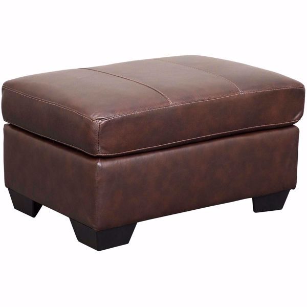 Morelos Brown Italian Leather Ottoman – Ashley Furniture | Afw Inside Brown Leather Ottomans (View 2 of 15)