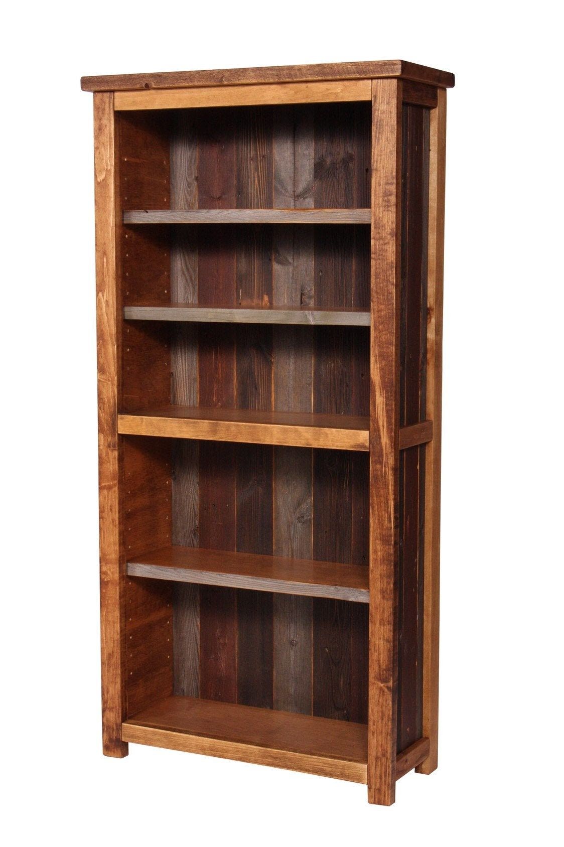 Multi Color Reclaimed Barn Wood Bookcase Rustic Bookcase – Etsy Regarding Barnwood Bookcases (View 5 of 15)