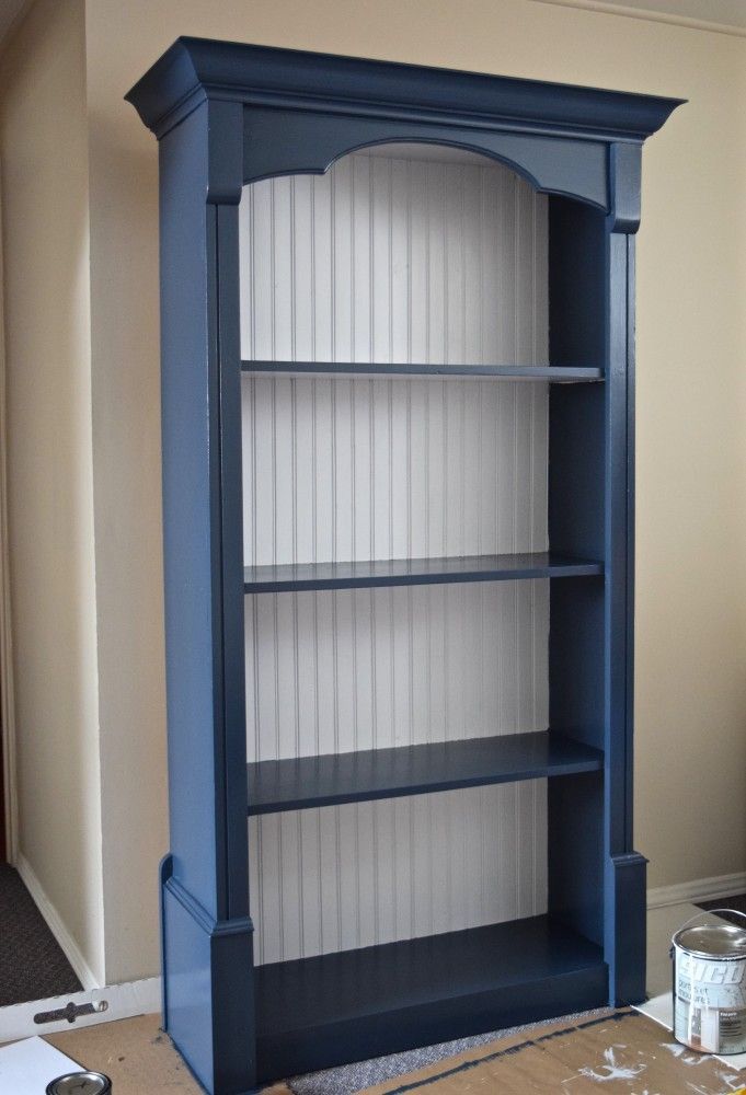 Navy Blue And White Painted Bookcase | Bookcase Diy, Diy Furniture  Renovation, Refurbished Furniture Throughout Navy Blue Bookcases (View 7 of 15)
