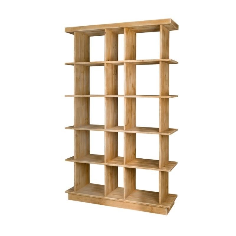 Open Wine Rack, 15 Compartments, Solid Wood | Tradis For Wooden Compartment Bookcases (View 15 of 15)