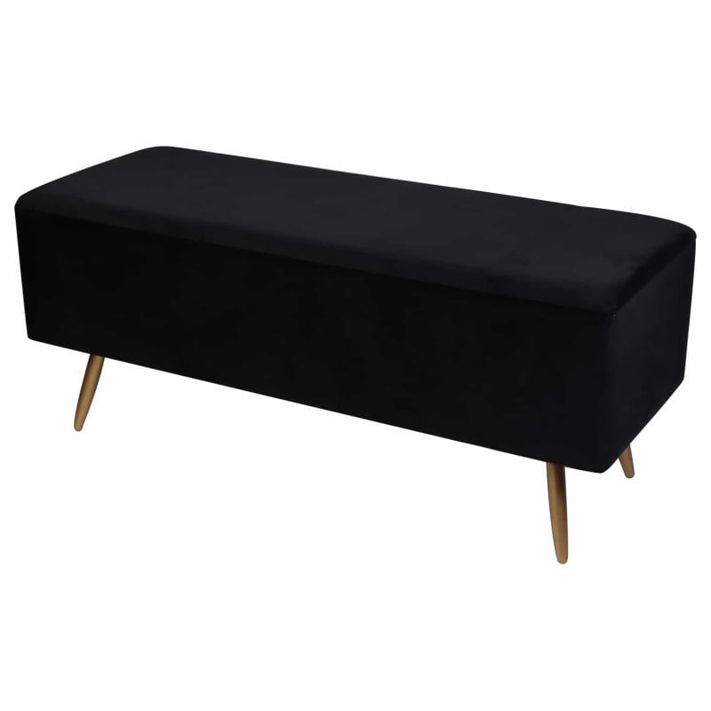 Ottoman With Legs – Black | Decorative Storage – B&m Stores Within Black Ottomans (View 8 of 15)