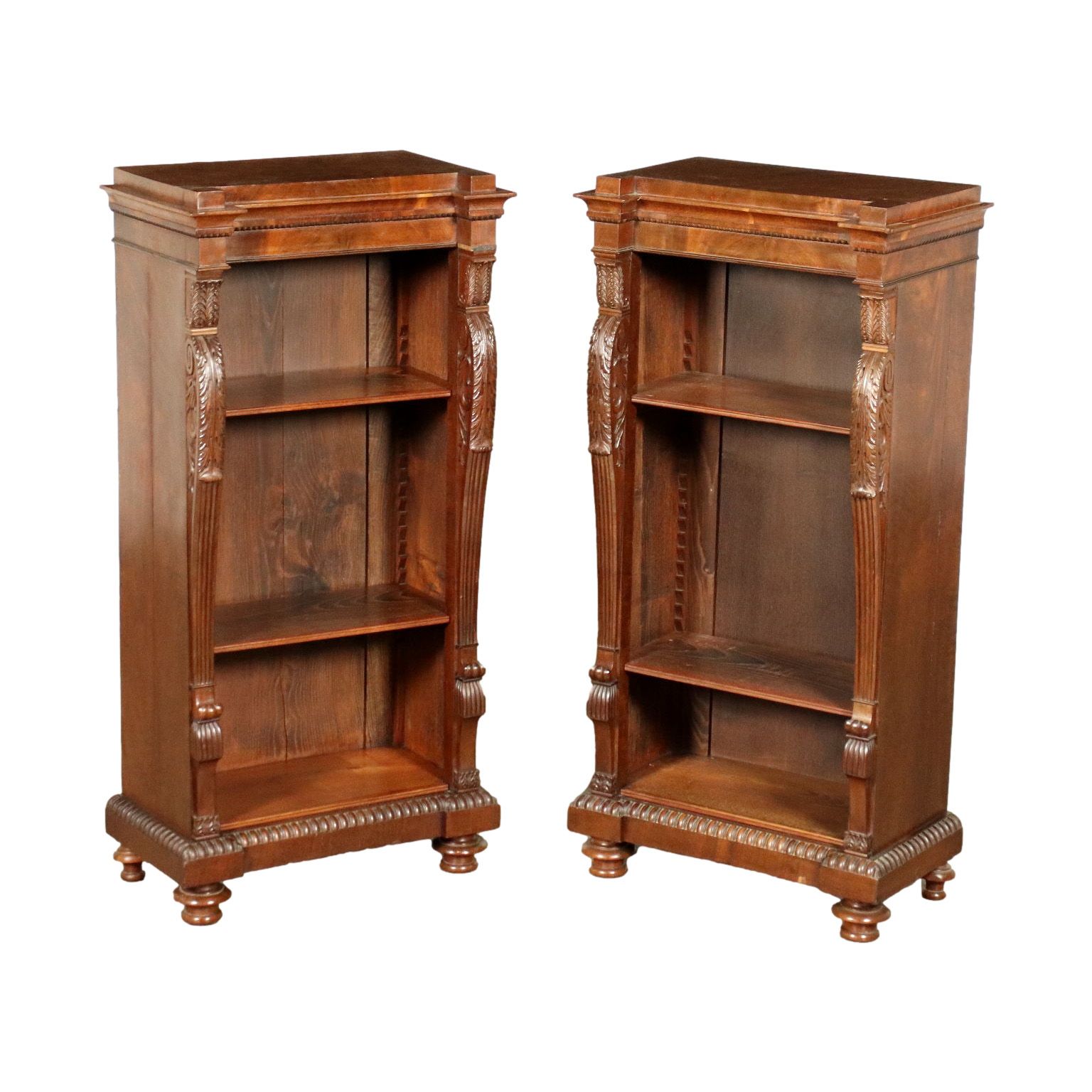 Pair Of Mahogany And Oak Bookcases With Open Shelves, 19th Century | Intondo Throughout Bookcases With Open Shelves (View 12 of 15)