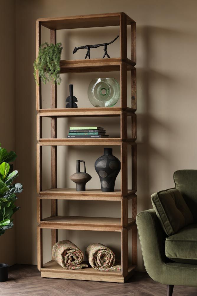 Palm Springs Natural Oak Tall Shelving Unit | Rockett St George Intended For Natural Brown Bookcases (View 5 of 15)