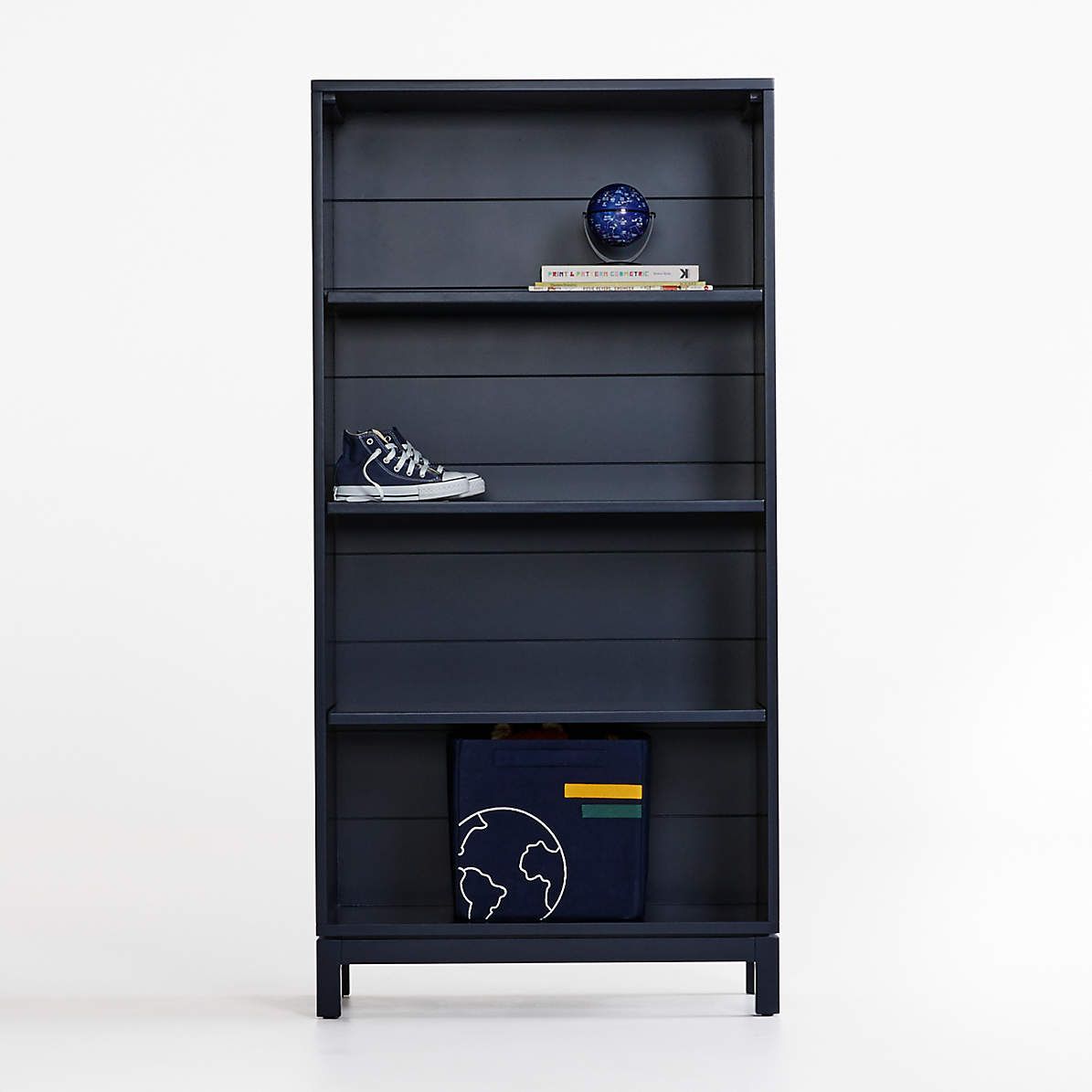Parke Navy Blue Wood Kids Bookcase With Adjustable Shelves + Reviews |  Crate & Kids Pertaining To Navy Blue Bookcases (View 3 of 15)