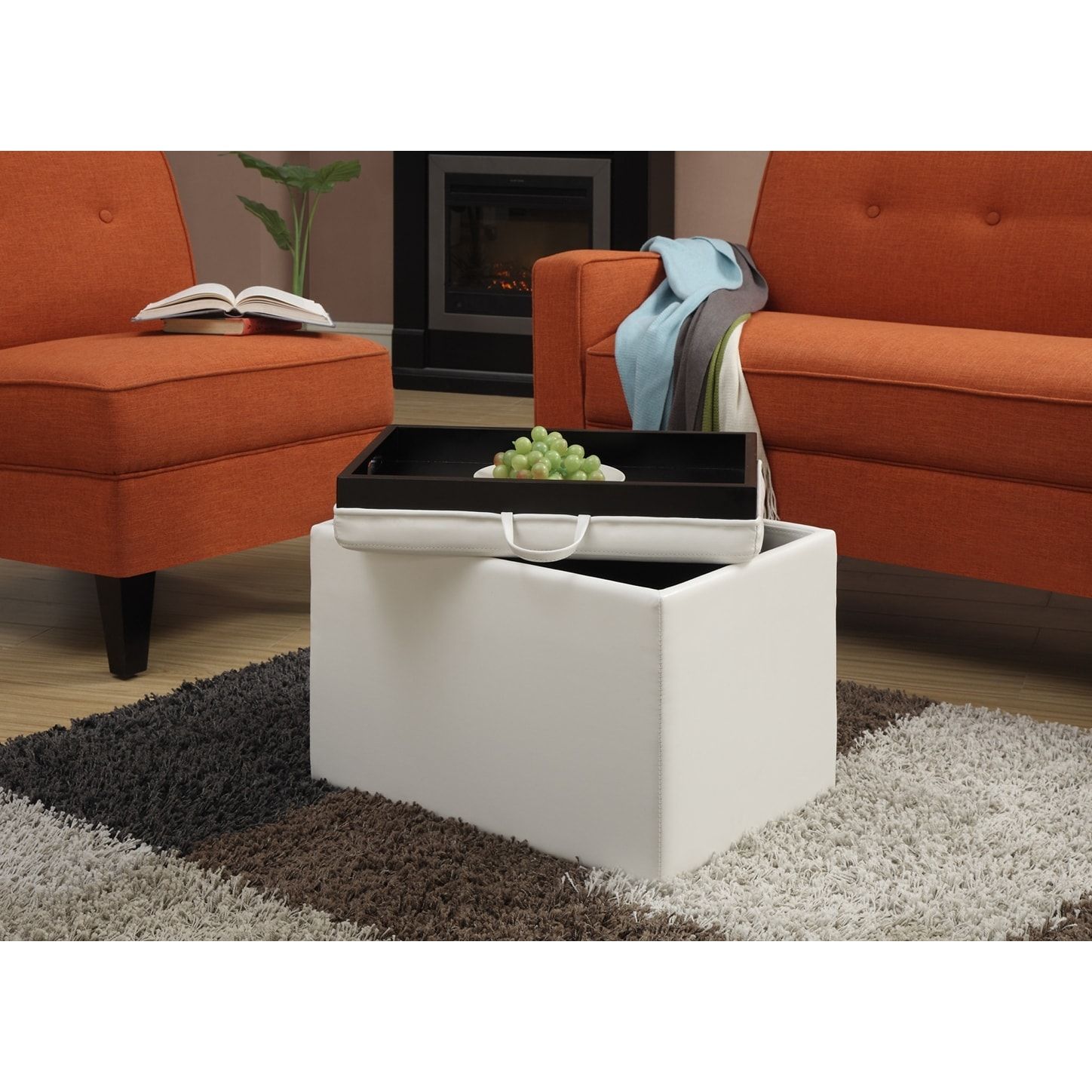 Porch & Den Claiborne Storage Ottoman With Reversible Tray – Overstock –  20559084 Regarding Ottomans With Reversible Tray (View 3 of 15)
