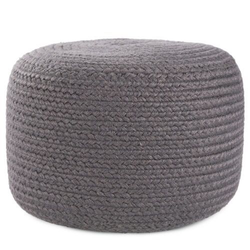Pouf Cushion Indoor Outdoor Ottoman 18" X 12" Dark Gray Polyester Cylinder  | Ebay Inside Polyester Handwoven Ottomans (View 11 of 15)