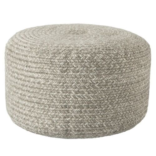 Pouf Cushion Indoor Outdoor Ottoman 18" X 12" Mix Gray Polyester Cylinder |  Ebay Regarding Polyester Handwoven Ottomans (View 6 of 15)