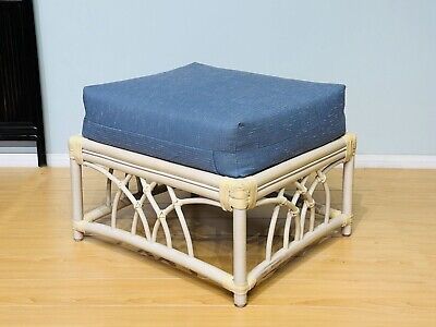 Rattan Indoor Living Room Ottoman Footstool (white Wash Finish) | Ebay In White Wash Ottomans (View 8 of 15)