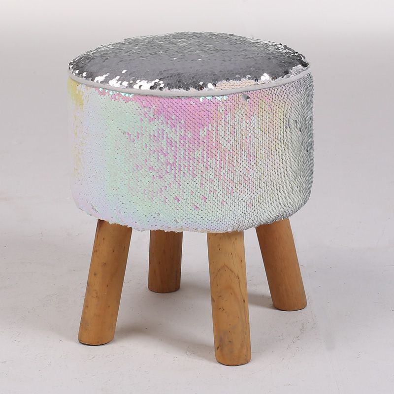 Round Ottoman Reversible Rainbow Colored Sequins Stool Solid Wood Legs –  Buy Round Ottoman Stool,reversible Sequins Ottoman,ottoman Wood Legs  Product On Alibaba For Ottomans With Sequins (View 7 of 15)