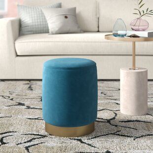 Round Ottoman With Metal Base | Wayfair Regarding Ottomans With Caged Metal Base (View 11 of 15)