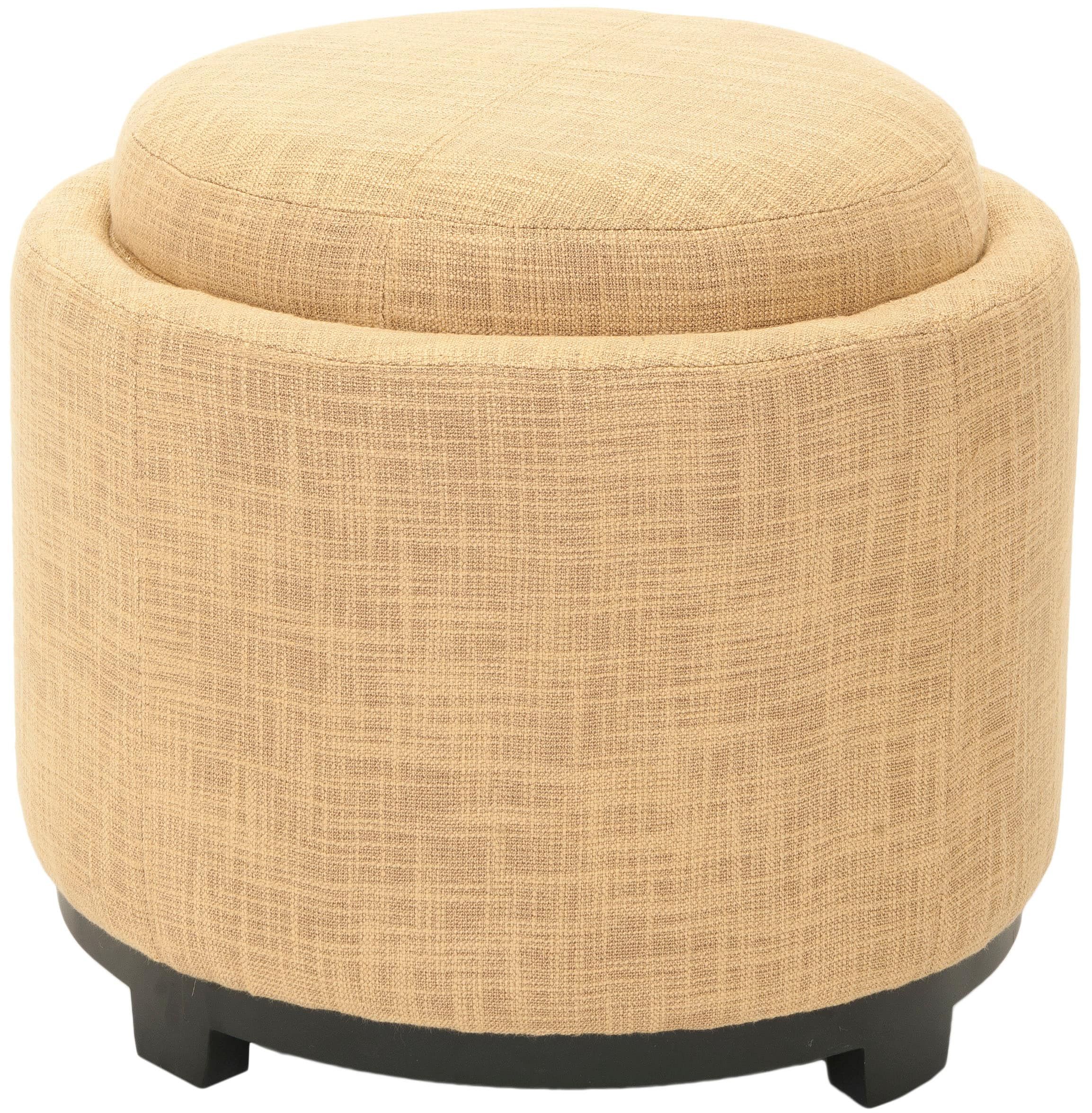 Safavieh Chelsea Casual Gold Round Storage Ottoman In The Ottomans & Poufs  Department At Lowes Intended For Gold Storage Ottomans (View 1 of 15)