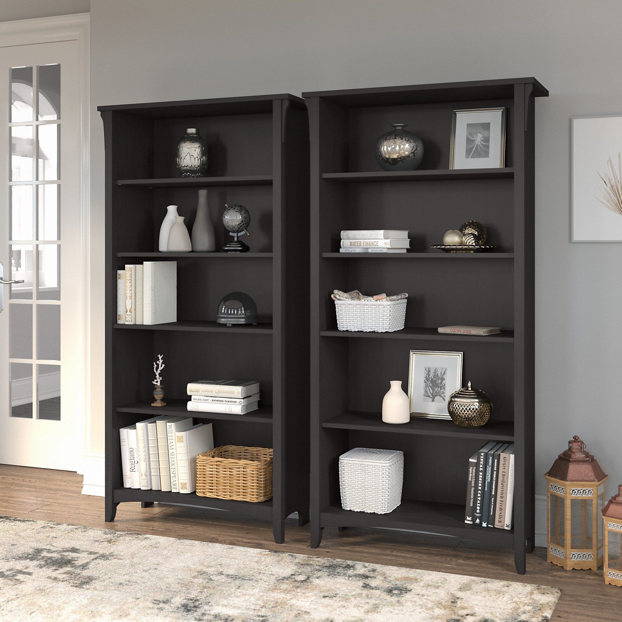 Salinas Tall 5 Shelf Bookcase (set Of 2)bush Furniture – Overstock –  33411594 In Dark Brushed Pewter Bookcases (View 10 of 15)
