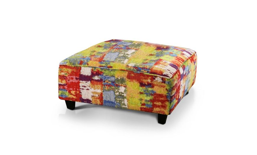 Saundra Colorful Ottoman, Multi Color | Groupon Inside Multicolor Ottomans (View 3 of 15)