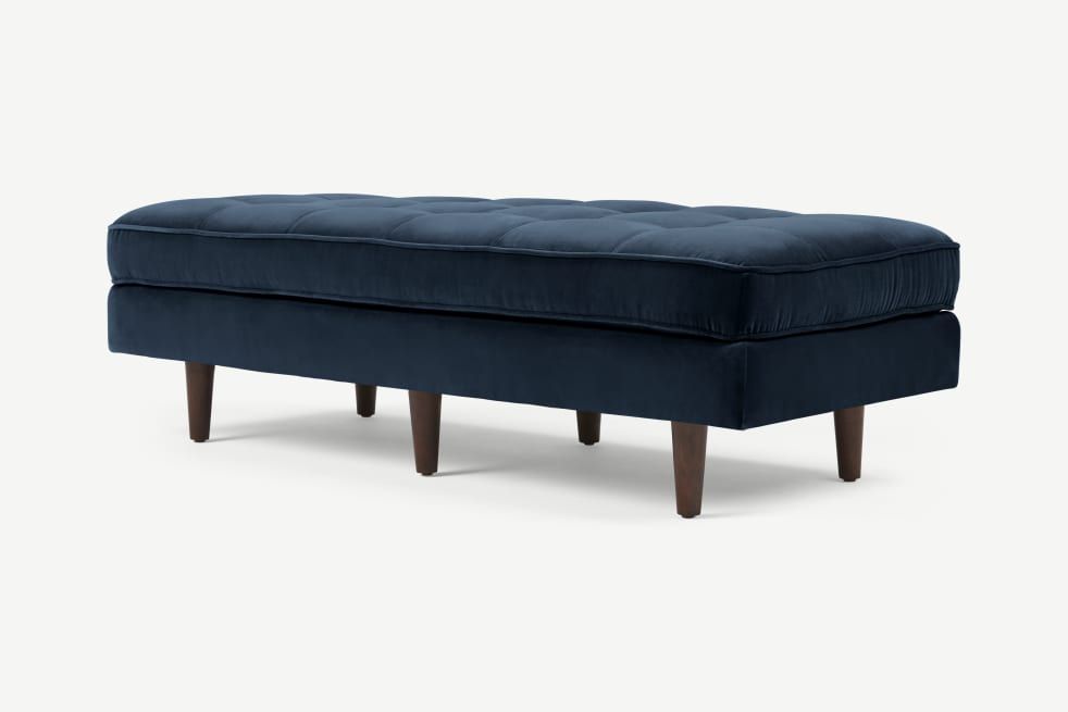 Scott Large Ottoman Bench Navy Blue Velvet With Regard To Bench Ottomans (View 5 of 15)