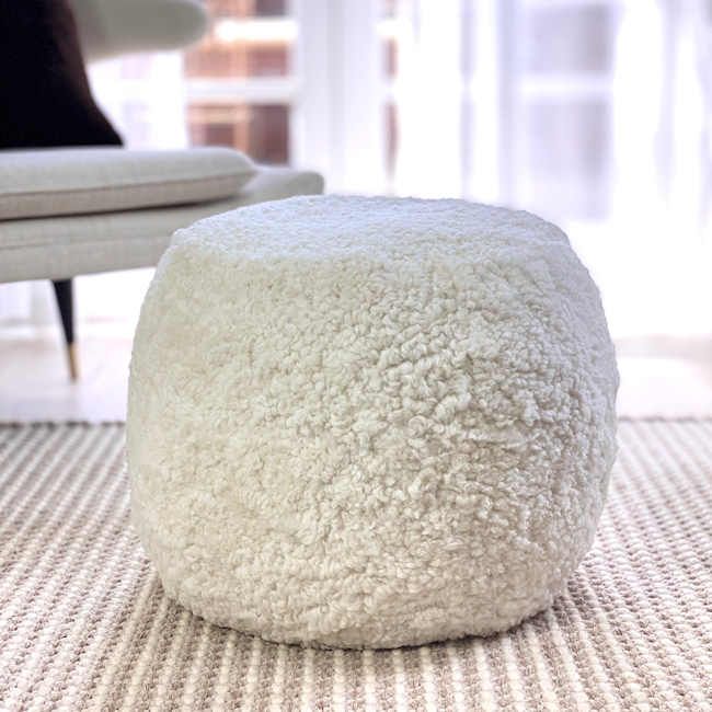 Sheepskin & Fur Pouf Collection | Ottomans & Foot Stools | Eluxuryhome In Satin Black Shearling Ottomans (View 11 of 15)