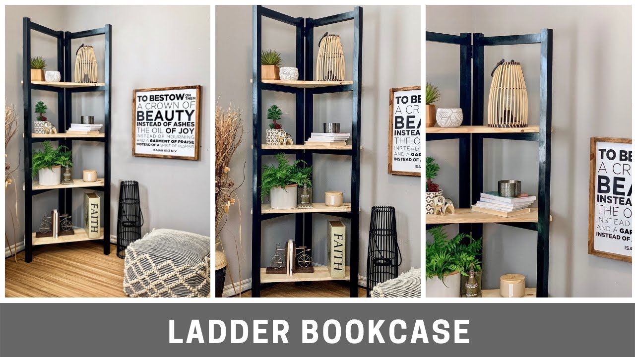 Simple Diy Ladder Bookcase For Beginner Woodworkers | Handmade Haven –  Youtube Intended For Corner Ladder Bookcases (View 6 of 15)