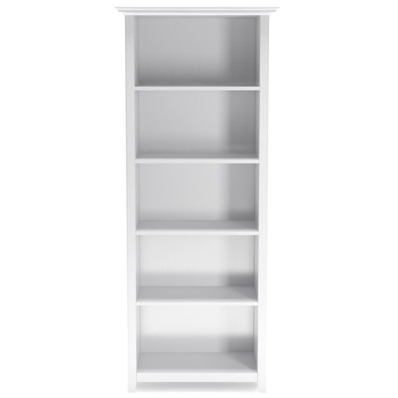 Simpli Home Amherst Solid Wood 70" Tall 5 Shelf Bookcase In White |  Bushfurniturecollection In Solid White Bookcases (View 13 of 15)