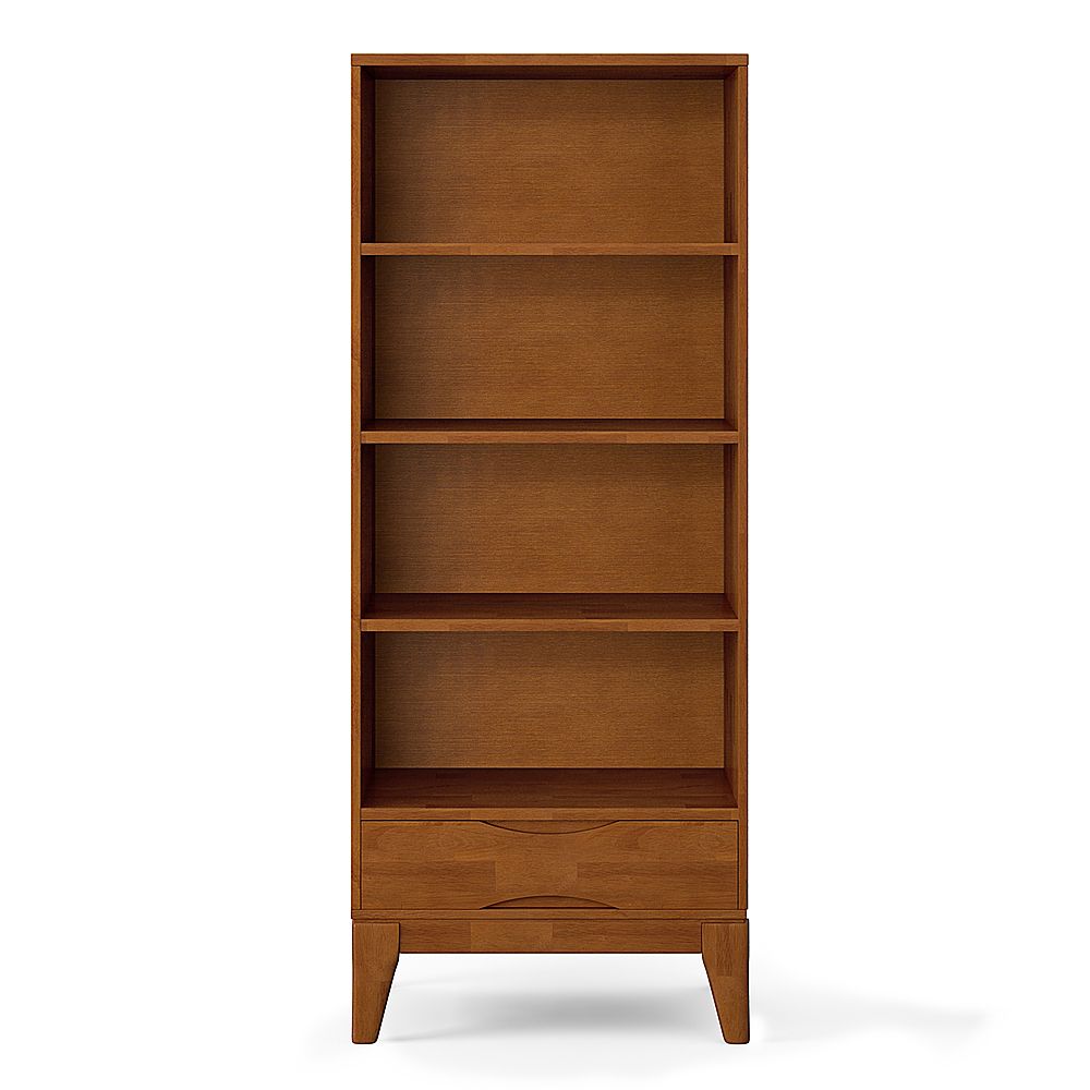 Simpli Home Harper Solid Hardwood 60 Inch X 24 Inch Mid Century Modern  Bookcase With Storage In Teak Brown Axchrp 08 Tk – Best Buy Pertaining To 60 Inch Bookcases (View 7 of 15)