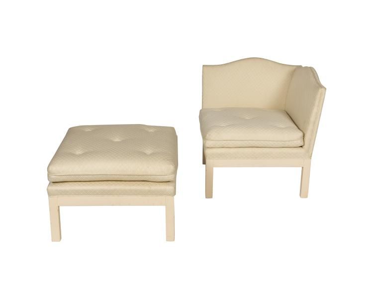 Sold Price: White Lacquer Corner Chair And Ottoman – February 4, 0118 12:00  Pm Est Regarding White Lacquer Ottomans (View 14 of 15)