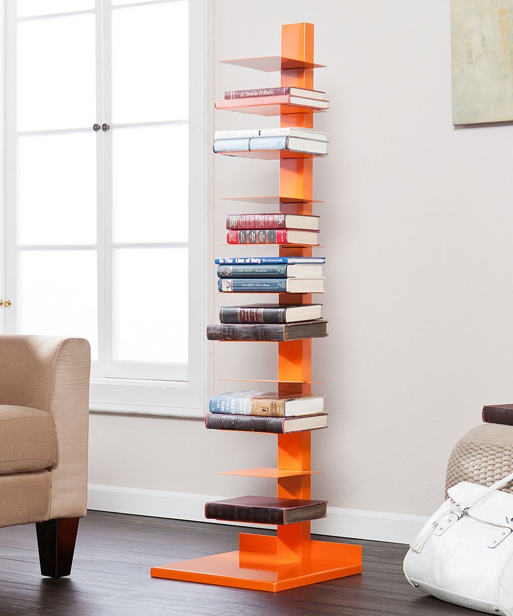 Southern Enterprises Orange Spine Book & Media Tower | Furniture, Orange  Bookshelves, Sapien Bookcase Within Spine Tower Bookcases (View 15 of 15)