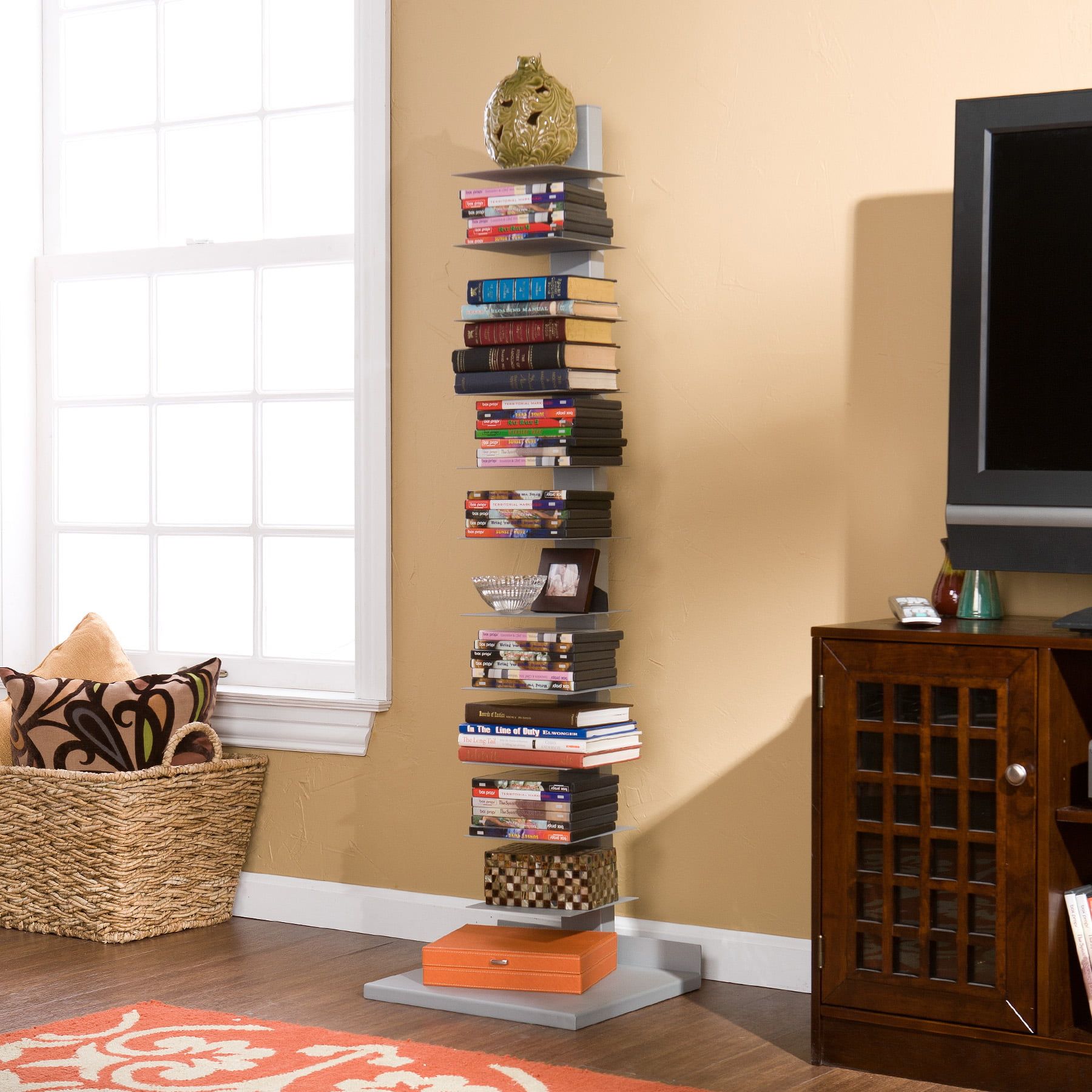 Southern Enterprises Tampa Spine Book Tower – Walmart Throughout 14 Inch Tower Bookcases (View 9 of 15)