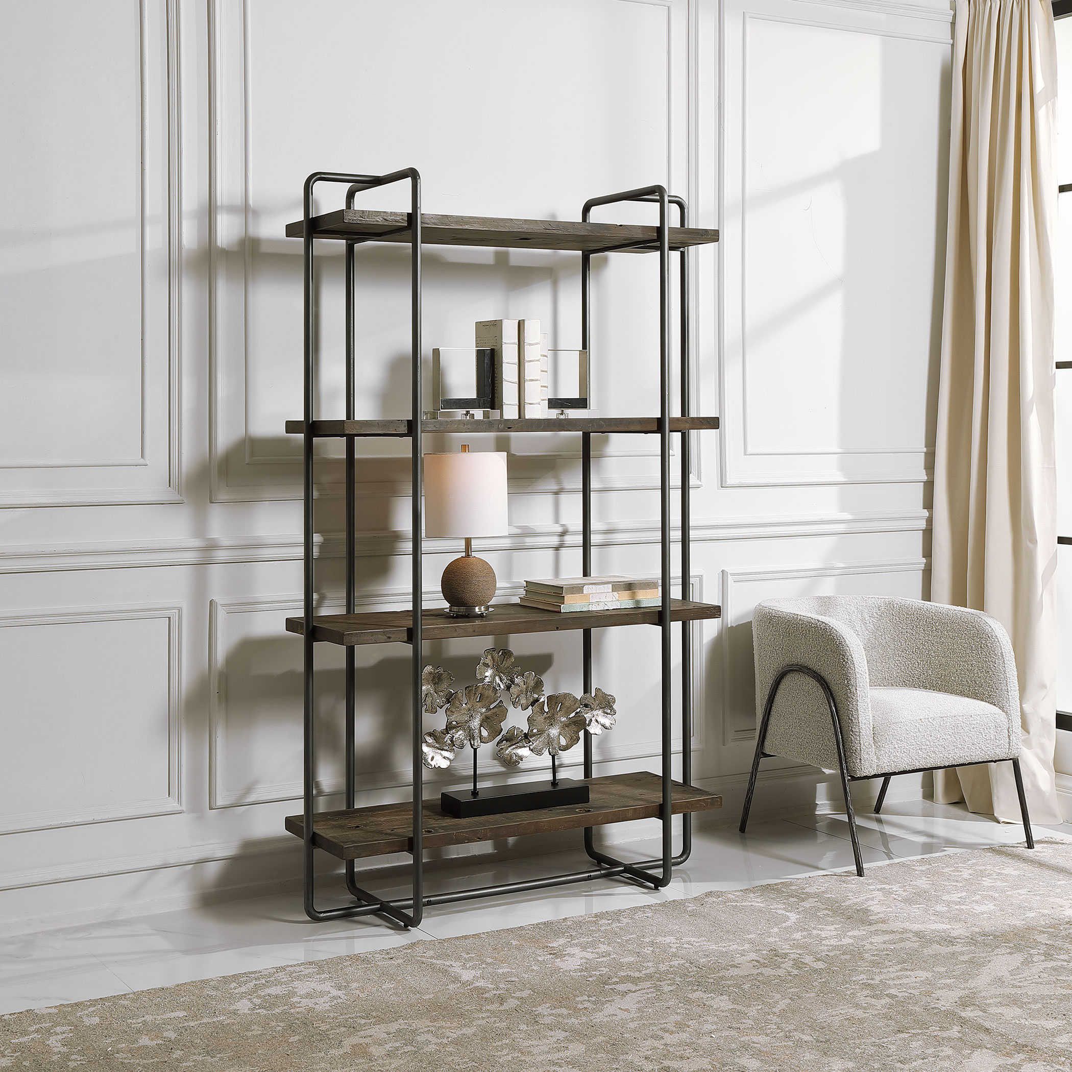 Stilo Etagere | Uttermost In Dark Brushed Pewter Bookcases (View 7 of 15)