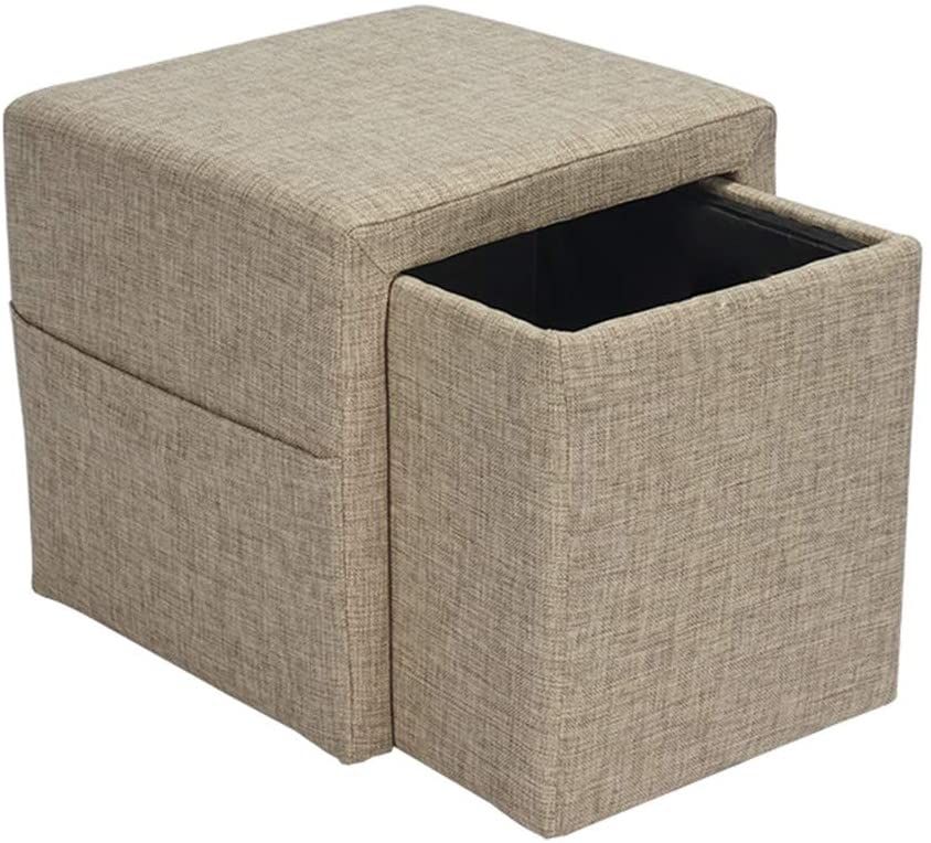 Storage Ottoman Rectangle Cube Coffee Table Multipurpose Foot Rest Short  Children Sofa Stool, Linen Fabric Ottomans Bench Footstool For Bedroom –  Kingsessing Intended For Solid Linen Cube Ottomans (View 14 of 15)
