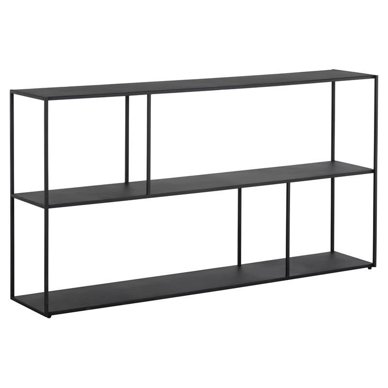 Sunpan Eiffel 60" Rectangular Modern Metal Large Low Bookcase In Matte Black  | Homesquare For Matte Black Bookcases (View 8 of 15)