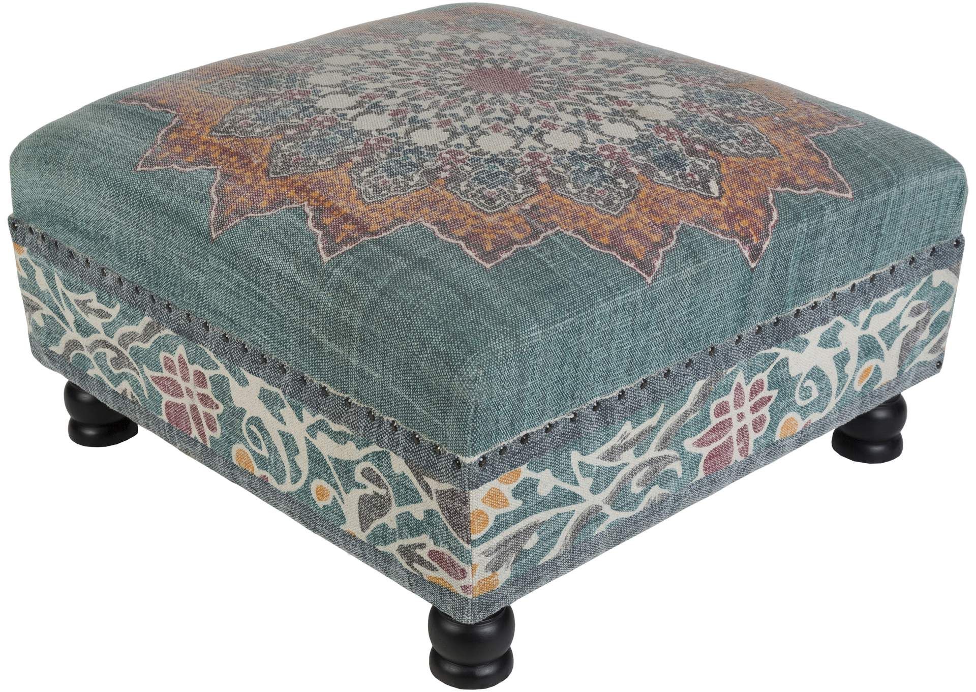 Surat Dark Green Ottoman Roses Flooring And Furniture Intended For Dark Green Ottomans (View 11 of 15)