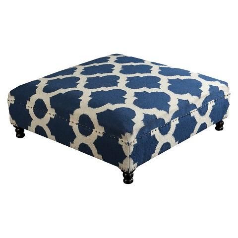 Surya Furniture Geometric Navy And Ivory Ottoman For Ivory And Blue Ottomans (View 1 of 15)