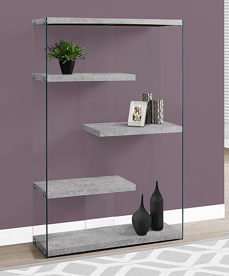 Take A Look At This Gray Cement Tempered Glass Four Shelf Bookcase Today! |  Shelves, Glass Bookcase, Bookcase Regarding Bookcases With Tempered Glass (View 8 of 15)