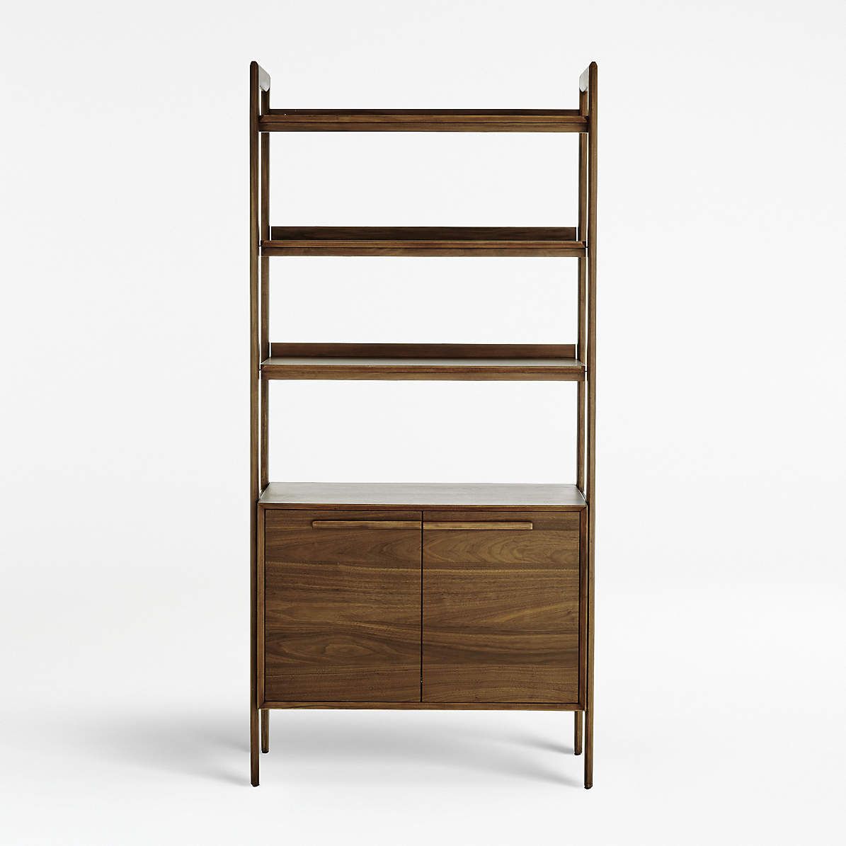 Tate Walnut Storage Bookshelf Cabinet + Reviews | Crate & Barrel Intended For Bookcases With Shelves And Cabinet (View 11 of 15)