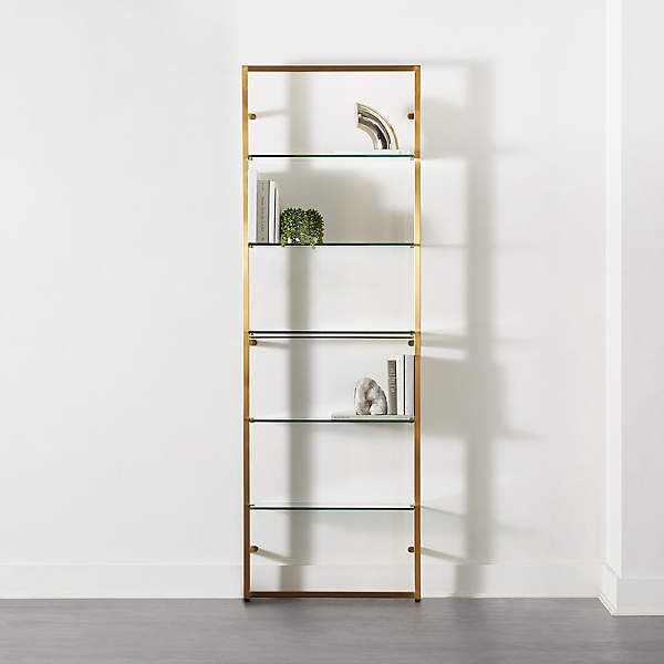Tesso Brushed Brass 84" Bookcase + Reviews | Cb2 With Brass Bookcases (View 4 of 15)