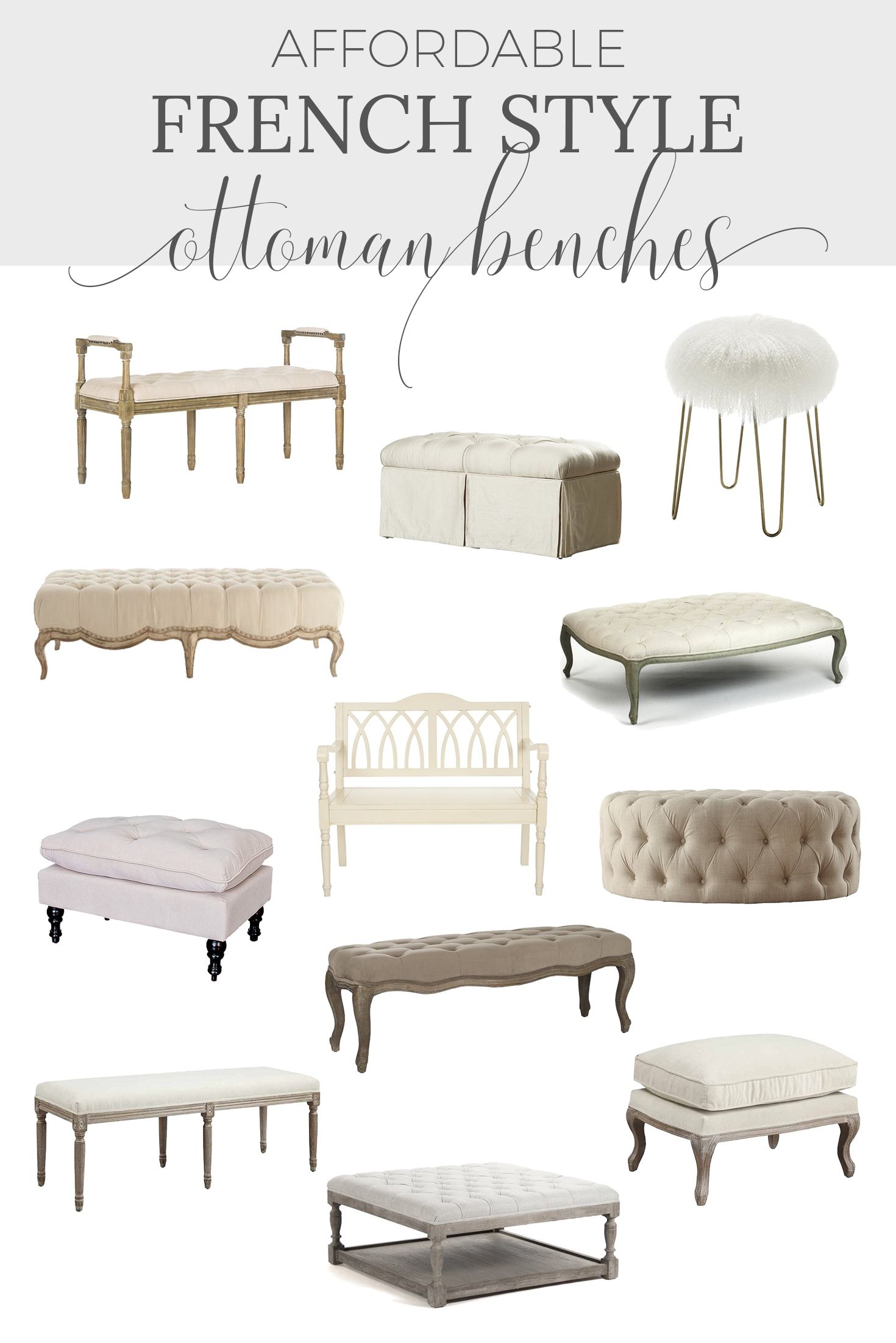 The Bedroom Bench: 20+ Affordable French Style Ottomans Intended For Bench Ottomans (View 7 of 15)
