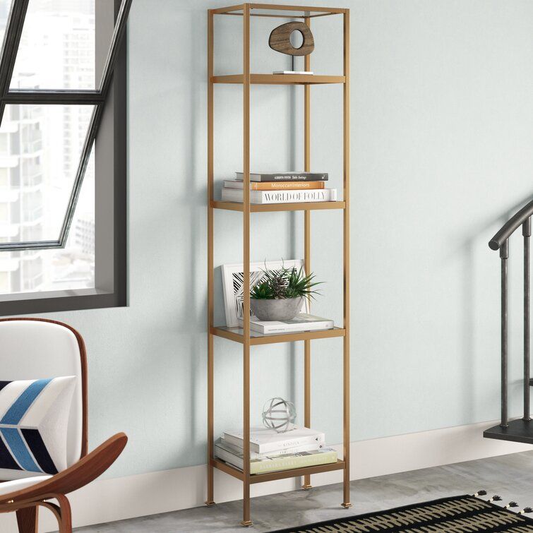 Three Posts™ Otha 73'' H X 18'' W Steel Etagere Bookcase & Reviews | Wayfair With Gold Glass Bookcases (View 8 of 15)