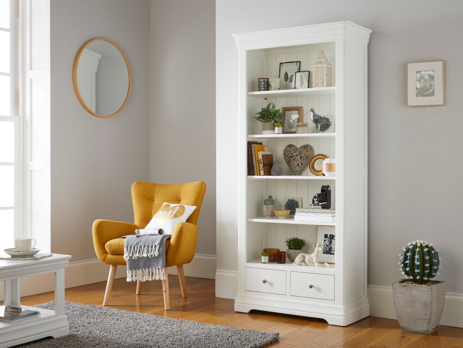Toulouse White Painted Tall Bookcase 2 Drawers | Fully Assembled Intended For Two Drawer Bookcases (View 7 of 15)