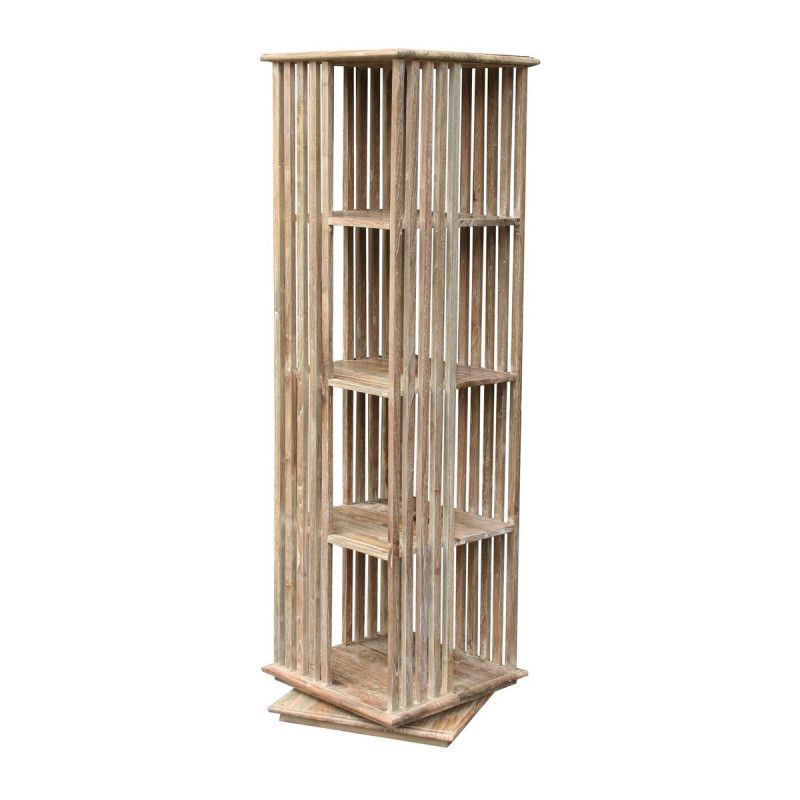 Tournis | Revolving Bookshelf With 4 Shelves, Slats Color Oldteak#natural  Material Oldteak Dimension 42x145x42 Pertaining To Bookcases With Slats (View 4 of 15)