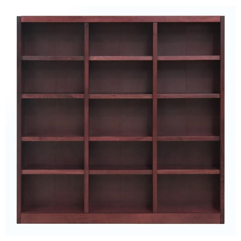 Traditional 72" Tall 15 Shelf Triple Wide Wood Bookcase In Cherry |  Homesquare Pertaining To 72 Inch Bookcases With Cabinet (View 10 of 15)