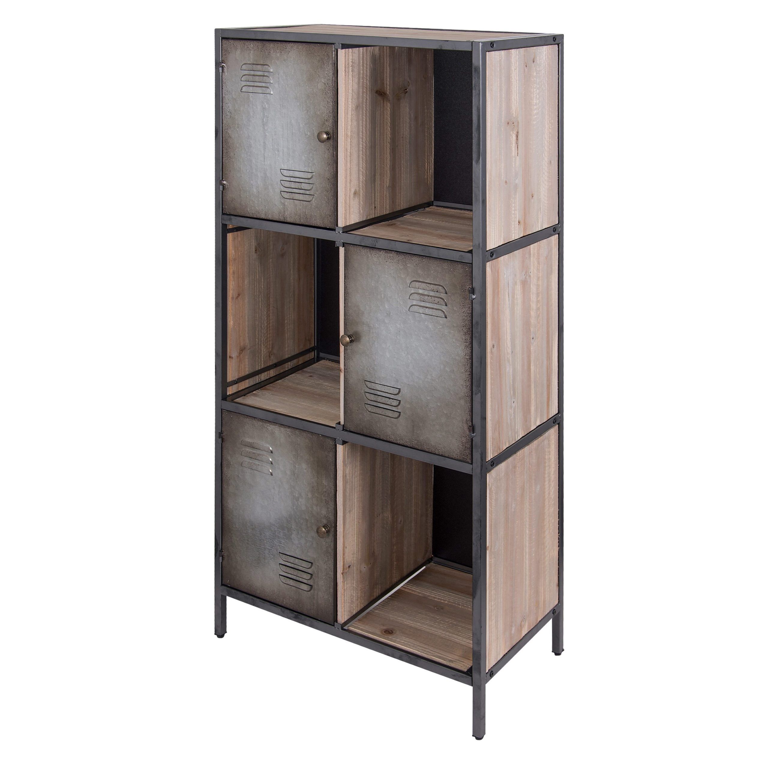 Varaluz Varaluz Casa Weathered Steel Metal 6 Shelf Bookcase With Doors  (27.5 In W X 54.5 In H X 15.4 In D) In The Bookcases Department At Lowes Pertaining To Weathered Steel Bookcases (Photo 4 of 15)