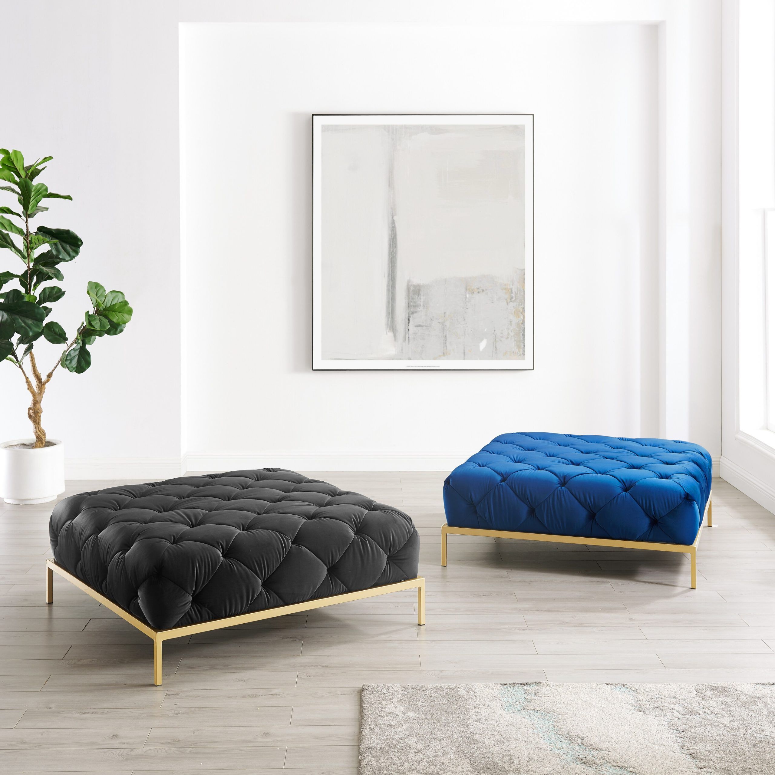 Velvet Tufted Ottoman Square Best Sale, Save 54% (View 12 of 15)