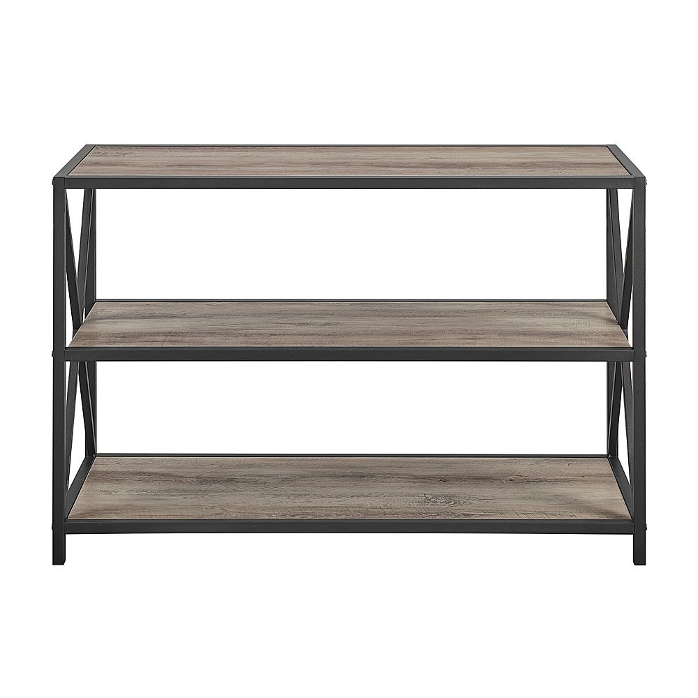 Walker Edison 40" X Frame Metal And Wood Media Bookshelf Grey Wash  Bbs40xmwgw – Best Buy With Regard To X Frame Metal Bookcases (View 6 of 15)