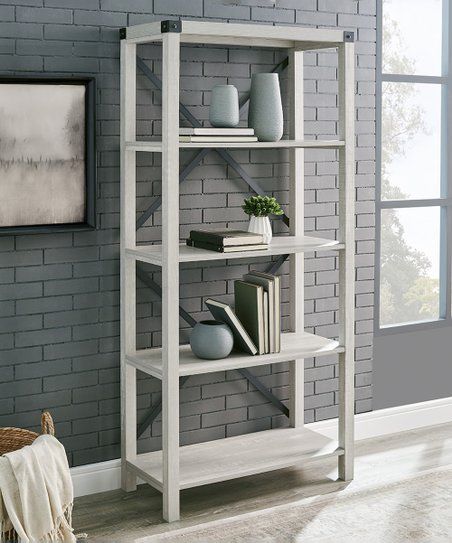 Walker Edison Stone Gray Farmhouse Metal Bookcase | Best Price And Reviews  | Zulily Regarding Gray Metal Stone Bookcases (View 4 of 15)