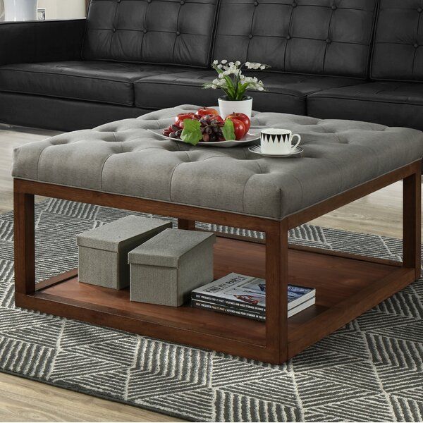 Walnut Ottoman | Wayfair With Ottomans With Walnut Wooden Base (View 5 of 15)