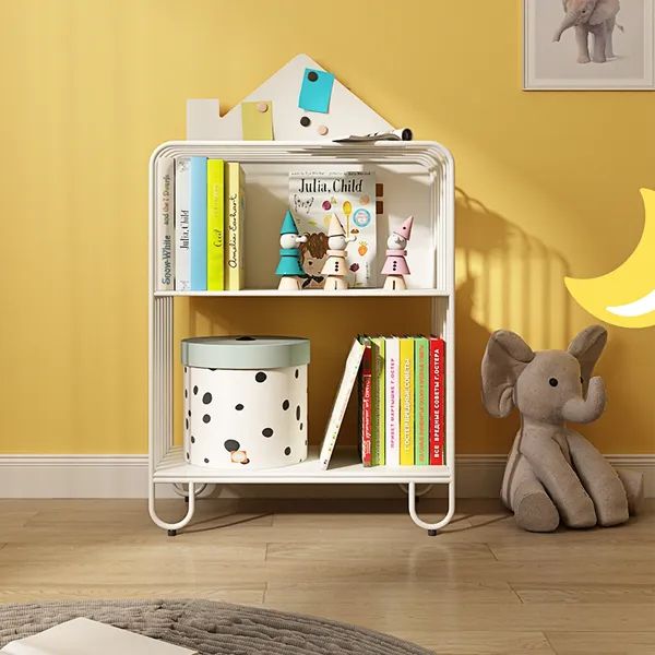 White Kid Bookshelf 2 Tier Metal Storage Bookcase Homary Inside 2 Tier Bookcases (View 1 of 15)