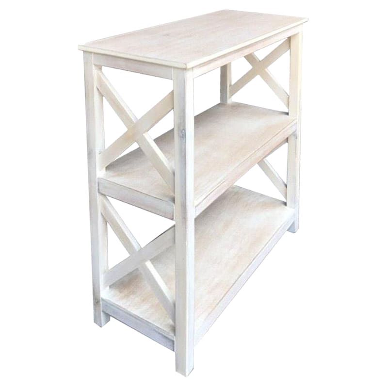 White Three Tier X Side Bookshelf | At Home Regarding Three Tier Bookcases (View 3 of 15)